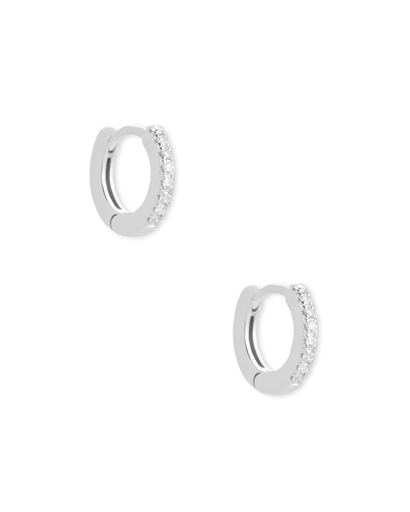 Janelle Sterling Silver Huggie Earrings in White Diamond image number 0